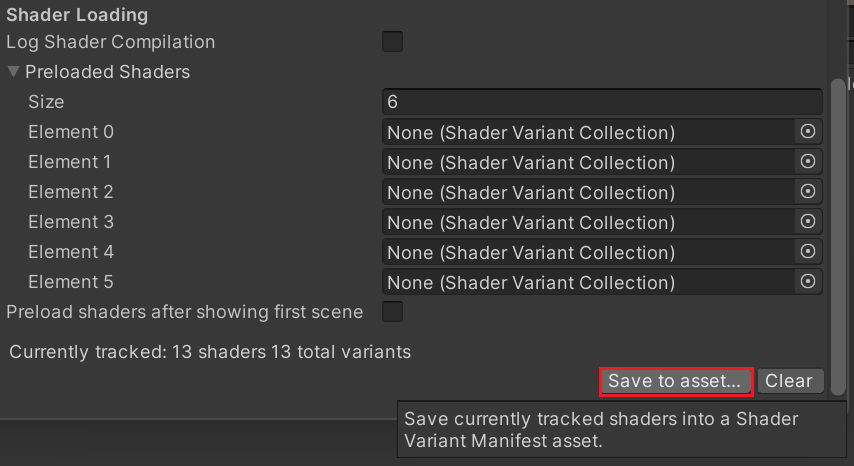 创建 Shader Varient Collection